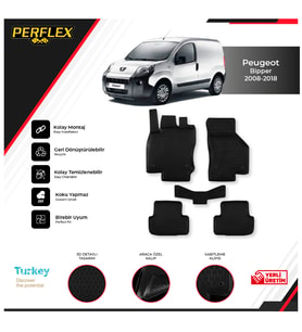 Peugeot Bıpper 2008-2017 3D Havuzlu Paspas (Siyah - Beyaz)