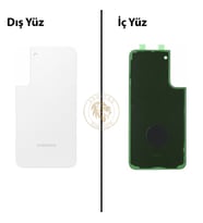 Samsung Galaxy S22 Plus Beyaz Renk Arka Kapak Arka Cam Batarya Kapağı Pil Kapağı Lazer Kesim Back Cover Galaxy S22 Plus Uyumlu