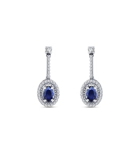 Oval Safir Pırlanta Küpe
