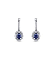 Oval Safir Pırlanta Küpe