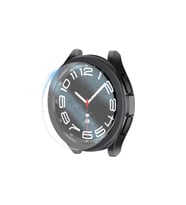 Samsung Galaxy Watch 6 Classic 43mm Uyumlu Sert PC Kasa ve Ekran Koruyucu Zore Watch Gard 29 (Siyah)