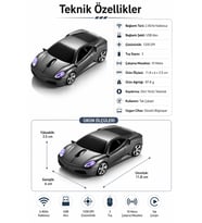 Spor Araba Tasarımlı Gri Kablosuz Mouse USB Dongle Alıcılı