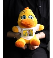 Kişiye Özel Fotoğraflı Tişörtlü Turuncu Renk Peluş Ördek 22cm