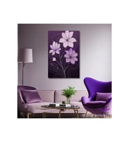 Tekli Dikey Kanvas Modern Duvar Tablosu Dekoratif Lila Renkli Çiçekler