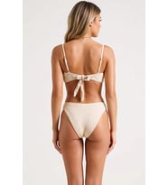 Kadın Bikini Takımı Straplez Dokulu Örme Kapsız Brazilian Kesim Süper Yüksek Bel Döküm Aksesuar