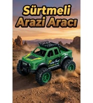 Oyuncak Araba Sürtmeli Büyük Tekerlekli 4x4 Off Road Jeep - Dayanıklı Arazi Aracı 13 Cm Yeşil