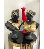 Afrodit Ve Apollon İkili Heykel Takım Büst (Siyah-Sarı)