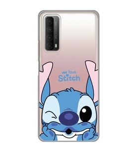 Huawei P Smart 2021 Uyumlu We Love Stitch Desenli Şeffaf Telefon Kılıfı