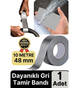 Ekstra Güçlü Dayanıklı Su Geçirmez Sızdırmaz İzolasyon Yalıtım Gri Tamir Bandı 10 Mt 48 Mm 1 Adet