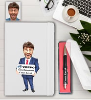 Kişiye Özel Volvo Satış Danışmanı Karikatürlü Defter ve Kalem