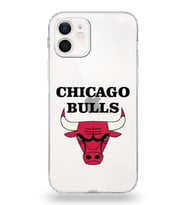 Apple iPhone 12 Uyumlu Kamera Korumalı Tıpalı Kapak Chicago Bulls Tasarımlı Şeffaf Kılıf