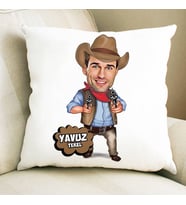 Kişiye Özel Yakışıklı Kovboy Karikatürlü Yastık