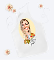 BK Gift Kişiye Özel Kadın Big Chef Karikatürlü Beyaz Mutfak Önlüğü-1