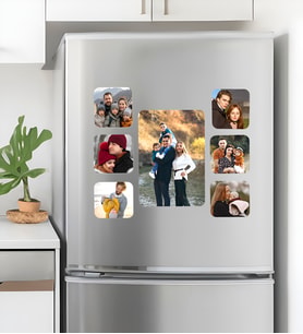 Kişiye Özel 7 Parça Fotoğraflı Buzdolabı Magnet Seti Sevgiliye ve Aileye Hediye Resimli Magnet Fotoğraf Baskılı Kolaj Magnet Seti