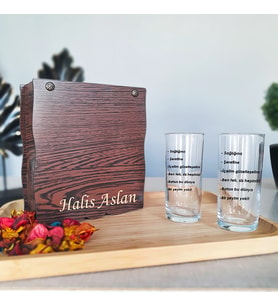 Ölçülü Rakı Kadehi Ahşap Kutuda