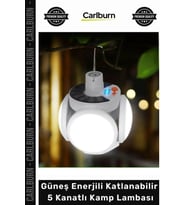 #KampLambası USB Şarjlı Güneş Enerjili Katlanabilir Taşınabilir 45 LED Solar 5 Kanatlı Kamp Lambası