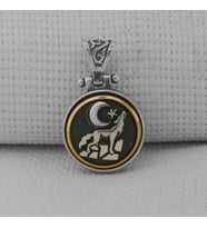 Uluyan Kurt Ayıldız Ortası Dönen  925 Ayar Gümüş Erkek Kolye