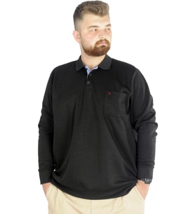 Mode XL Erkek Uzun Kol Polo Cepli İnterlok M 22460 Siyah