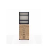 Arges Dolap 3 Raflı 5 Çekmeceli 2 Kapaklı 88x30x243 Antrasit-Çam