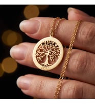 Kişiye Özel 925 Ayar Gümüş Şık Hayat Ağacı İsim Tasarımlı Kolye (Gold)