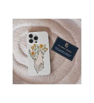 Samsung S21 Fe Uyumlu Çiçek Ve El Desenli Şeffaf Kılıf