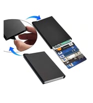 Minimalist Secrid Otomatik Mekanizmalı Alüminyum Kredi Kartlık RFID Engelleyici (Siyah)