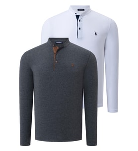 İKİLİ SET V4009 DEWBERRY ERKEK SWEATSHIRT-BEYAZ-ANTRASİT