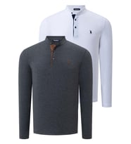 İKİLİ SET V4009 DEWBERRY ERKEK SWEATSHIRT-BEYAZ-ANTRASİT