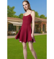 Astarlı Şık Mini Abiye Elbise Polyester Elastan Dokuma Kumaş Profesyonel Görünüm Özel Tasarım (Bordo)