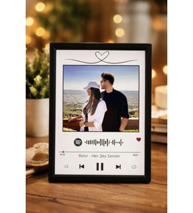 Spotify Plak Barkodlu Kişiye Özel Çerçeve - trendfatsa (K.Siyah)