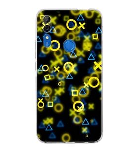 Huawei P Smart z  Kamera korumalı Kapak Semboller Tasarımlı  Şeffaf Kılıf