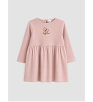 LC WAIKIKI Pembe Bisiklet Yaka Nakışlı Kız Çocuk Fitilli Elbise