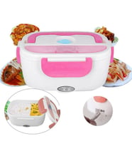 Tususense Taşınabilir Elektrikli Isıtmalı Yemek Kabı / Elektrikli Sefer Tası Lunchbox PEMBE RENK
