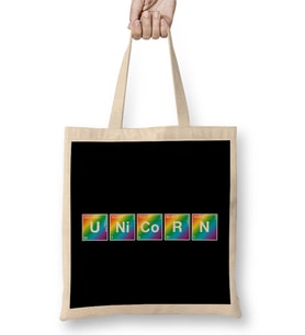 Unicorn Periodic Table Rainbow Bez Çanta Uzun Saplı