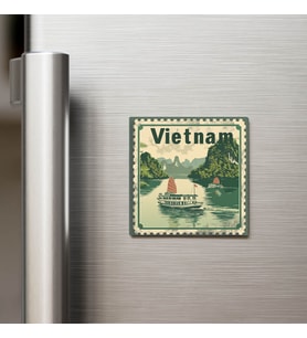 Vietnam Vietnam - Posta Pulu Temalı Ülke - Baskılı Buzdolap Magneti Kare - 9x9 cm