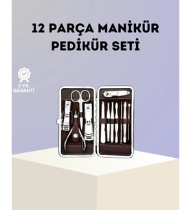 Paslanmaz Çelik Çok Fonksiyonlu 12 Manikür Seti