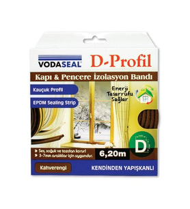 VodaSeal D Profil Kapı ve Pencere İzolasyon Bandı 6.20 mt. - Kahverengi