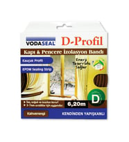VodaSeal D Profil Kapı ve Pencere İzolasyon Bandı 6.20 mt. - Kahverengi