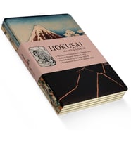Mount Fuji Series III - A5, Hokusai 4'lü Defter Seti III, Çizgisiz, Toplam 256 Sayfa, Her biri 64 Sayfa, Tel Dikiş, Esnek Kapak, Oval Kenar, Tuval Doku, 60 gram, Sarı Krem Renk