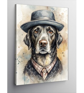 Kanvas Tablo Şapkalı Köpek