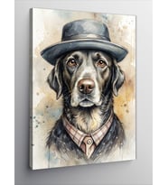 Kanvas Tablo Şapkalı Köpek