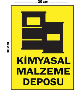 Metal Kimyasal Malzeme Deposu 20cm x 30cm A4 Büyüklüğünde Uyarı Levhası Yönlendirme Tabelası
