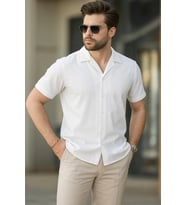 İki İplik Kumaş Gömlek - Beyaz