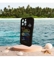 iPhone 14 Pro Max Uyumlu Kabartma Desenli Şık Kaliteli Silikon Telefon Kılıfı (Kahverengi)