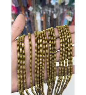 Hematit Taşı Rondela Kesim Mat Gold 4x1mm Doğal Taş Dizi