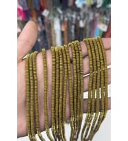 Hematit Taşı Rondela Kesim Mat Gold 4x1mm Doğal Taş Dizi