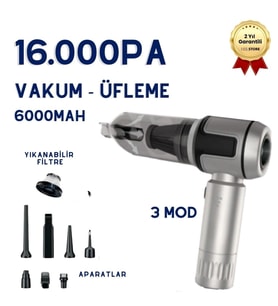 16.000PA Güçlendirilmiş Pil Portatif Fırçasız Motorlu Araç Süpürgesi Ev Ofis Uyumlu 6000mAh Bataryalı