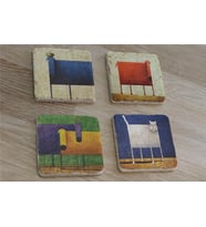Kedi Köpek ve Sevimli Hayvanlar Doğal Taş Bardak Altlığı 4'lü set - Natural Stone Coasters