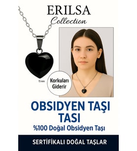 Sertifikalı Kalp Model Mini Siyah Obsidyen Taşı Kolye – Koruma, Arınma ve Duygusal Güç Taşı (Çok Renkli)