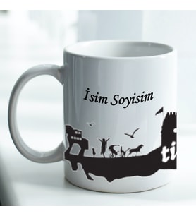 Türkiye Konseptli Kişiye Özel İsim Baskılı Beyaz Kupa Bardak No:009